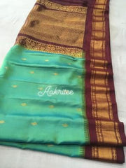 saree - gadwal - silk - green - s10118 - Saree - Aakritee - S10119