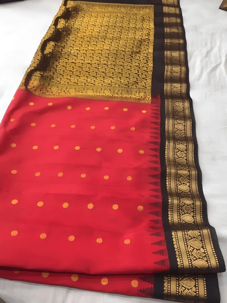 saree - gadwal - silk - red - s10024 EOFY - 15% - Saree - Aakritee - S10025