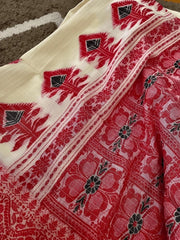 saree - khadi - cotton - bengal - handloom - red - s10034 - Saree - Aakritee - S10035