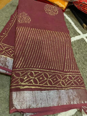 Saree_Linen slub_Price - AUD55_maroon_S00008 - Sale - Saree - Aakritee - S0000855