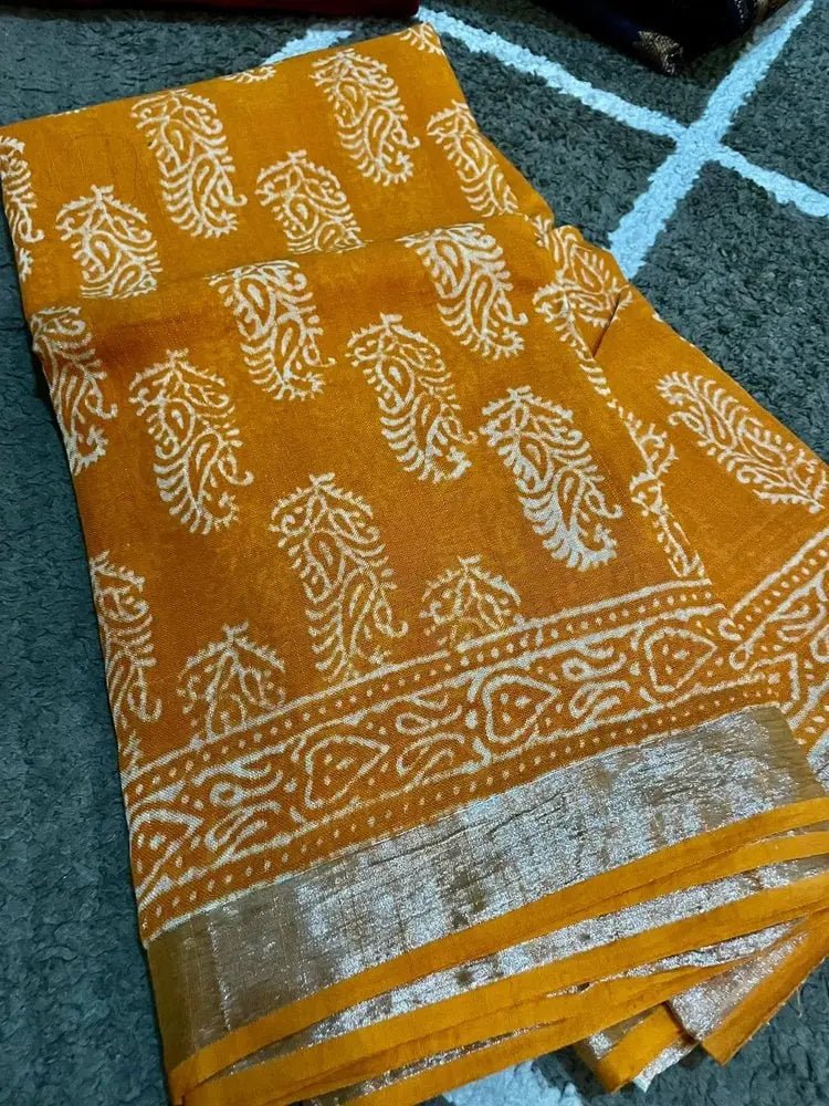 Saree_Linen Slub_Price - AUD55_yellow_S00009 - Sale - Saree - Aakritee - S0000955