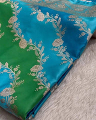 Saree Mashru Banarasi Festive Party Wear Rangkaat Sky Blue Durga Pujo S10919 - Saree - Aakritee - S10919