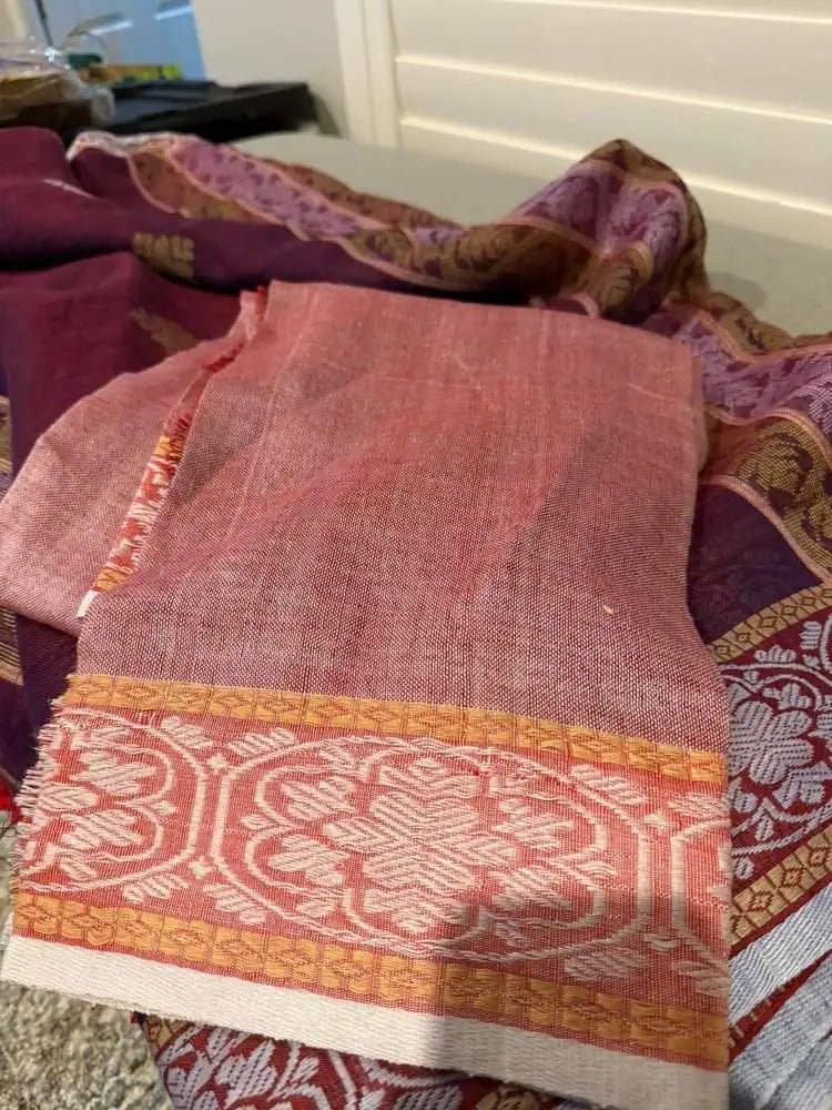 saree - organic - linen - violet EOFY - 15% - Saree - Aakritee - S10127