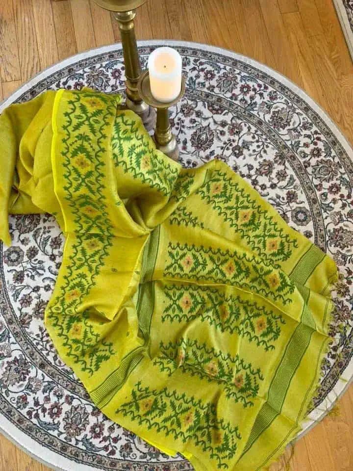 Saree Pure Gachi By Gachi Tussar Jamdani Exclusive Yellow Traditiona; Festive Durga Pujo S11002 - Saree - Aakritee - S11002