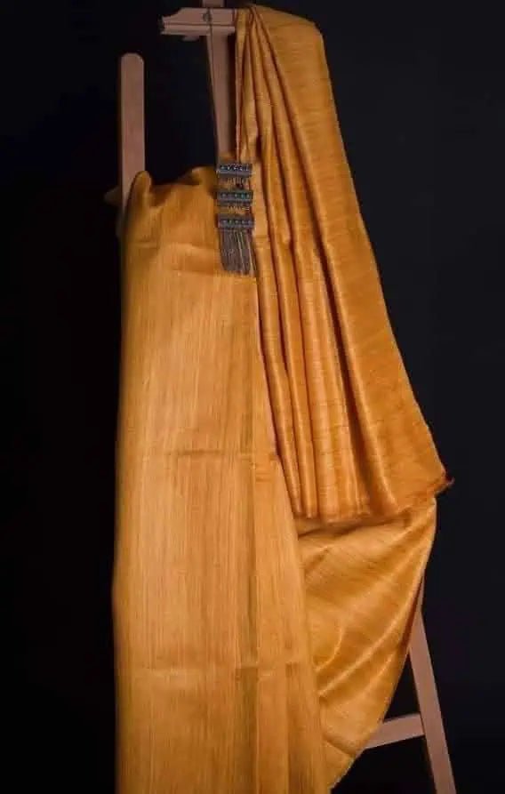 Saree_pure_handloom_ghicha_silk_silkmark_mustard_festive_S10742 - Saree - Aakritee - S10742