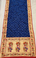 Saree Pure Silk Paithani Festive Traditional Durga Pujo Diwali Ethnic+Navy S11007 - Saree - Aakritee - S11007