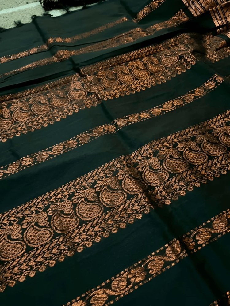 saree - silk - cotton - gadwal - green - s10040 - Saree - Aakritee - S10041