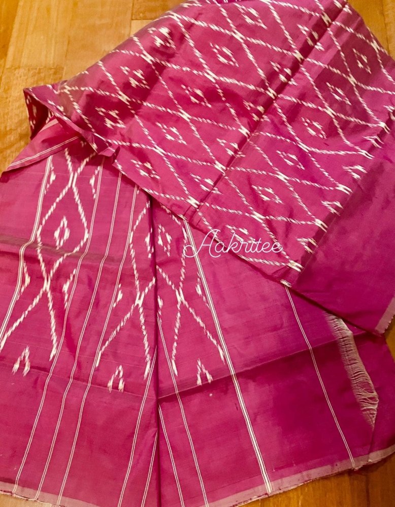 saree - silk - ikkat - pink - s10011 - Saree - Aakritee - S10012