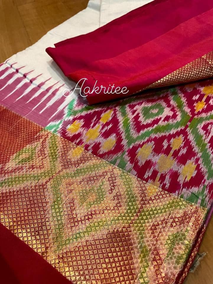 saree - silk - ikkat - pochampally - red - s10012 - Saree - Aakritee - S10013