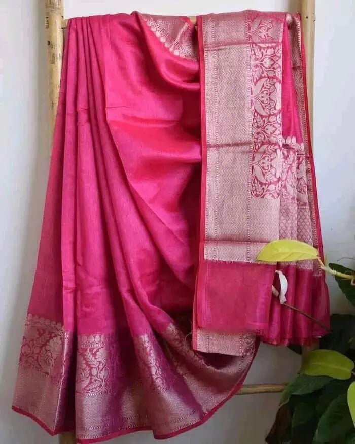 Saree_silk linen_festive_magenta_S10807 - Saree - Aakritee - S10807