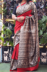 saree - silk - murshidabad - red - s10005 - Saree - Aakritee - S10006