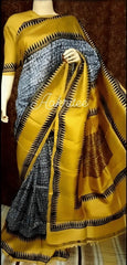 saree - silk - murshidabad - yellow - s10004 - Saree - Aakritee - S10005