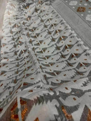 Saree_soft_bengal_jamdani_offwhite_copper zari_festive_durga pujo_S10819 - Saree - Aakritee - S10819