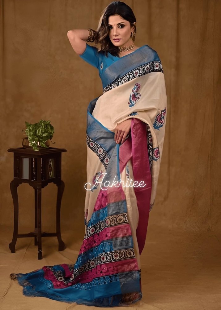 Saree_Sold_blue_S10013 - Saree - Aakritee - 