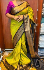 Saree South Silk Blended Traditional Festive Olive Durga Pujo Diwali S10965 - Saree - Aakritee - S10965