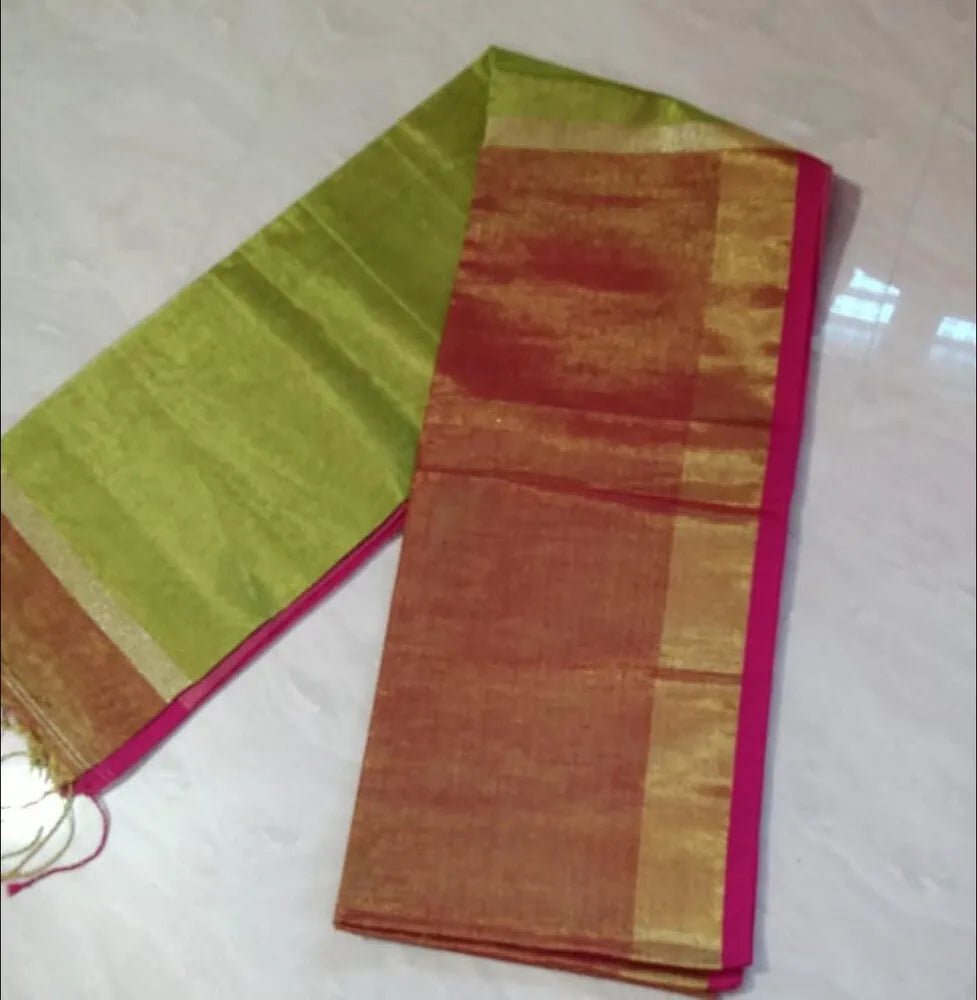 Saree_Tissue Linen_Price - AUD65_green_S00016 - Sale - Saree - Aakritee - S0001665