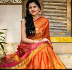 Saree_Tissue Linen_Price - AUD65_orange_S00017 - Sale - Saree - Aakritee - S0001765