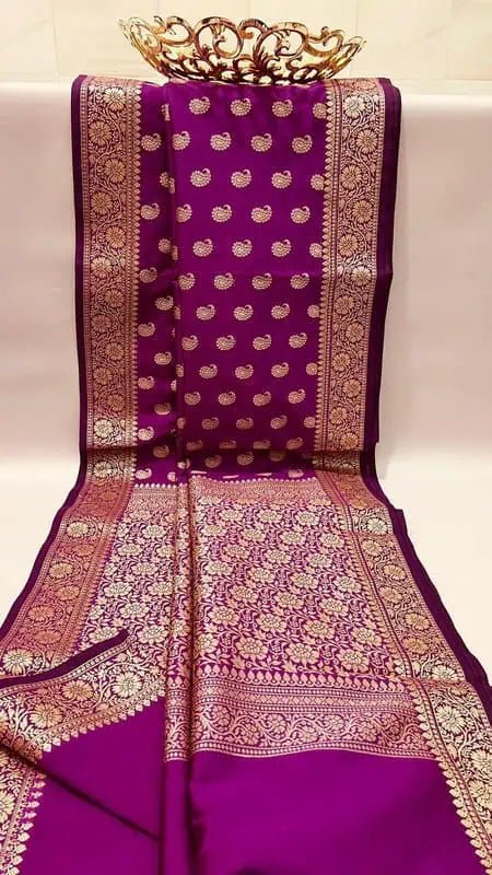 Semi Katan Purple Saree for Festive Occasions - Saree - Aakritee - S10651