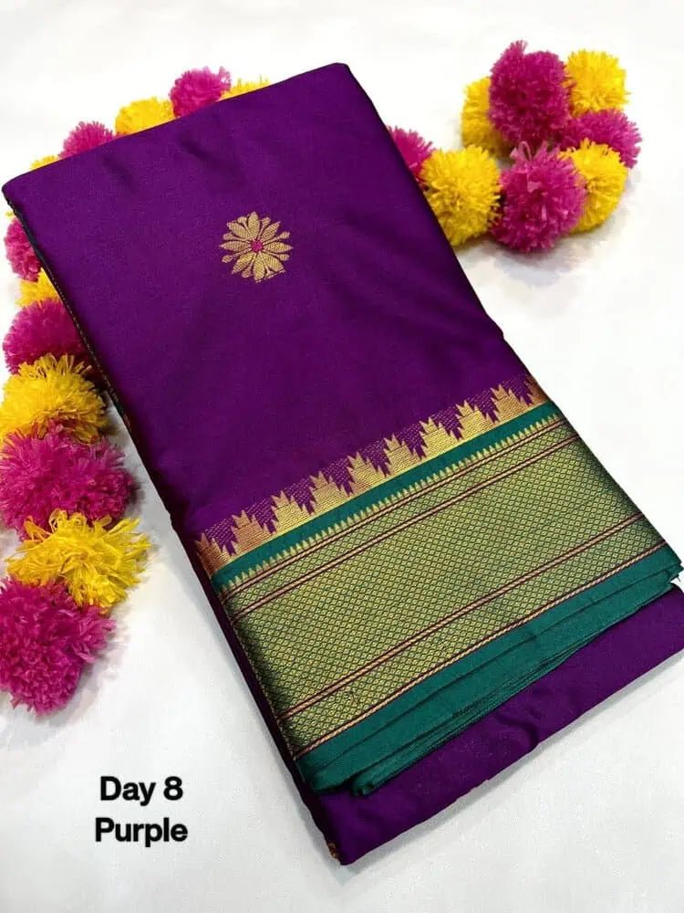 Semi Silk Fancy Saree: Purple, Festive, S10408 EOFY - 15% - Saree - Aakritee - S10408