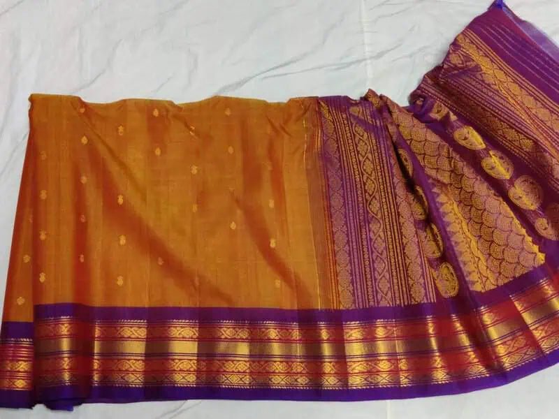 Sico Gadwal Saree, Rust, Festive, Traditional Indian Ethnic Wear - Saree - Aakritee - S10607