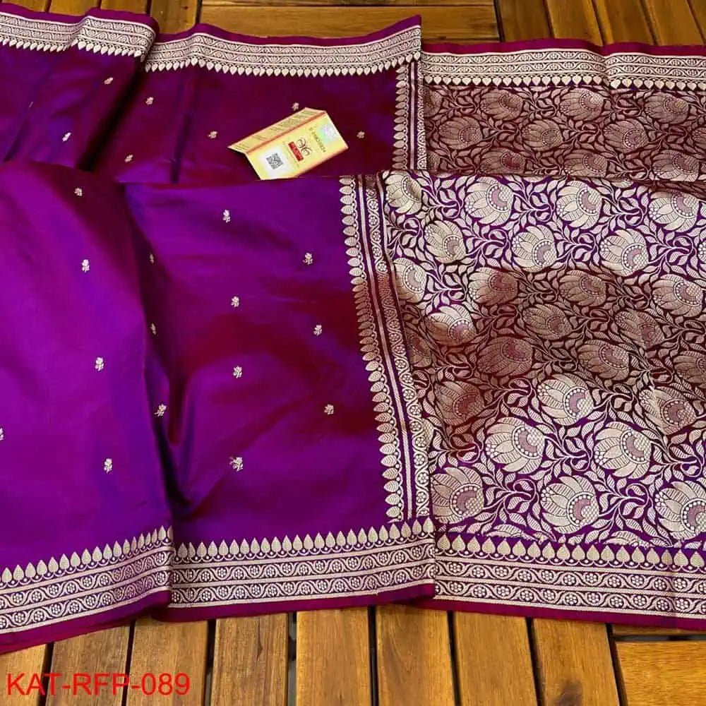 Silk Katan Saree: Purple, Festive, S10402 - Saree - Aakritee - S10402