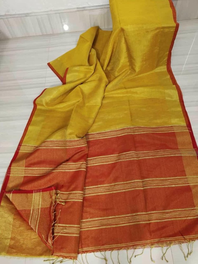 Silk Saree - Tissue Linen (S0020) - Aakritee - 