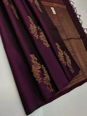 Soft Silk Kanjivaram Saree: Chocolate, Festive, S10399 - Saree - Aakritee - S10399