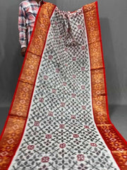 White Sico Saree - Saree Sico Pochampally Festive White Pujo Edit S11102 - Saree - Aakritee - S11102