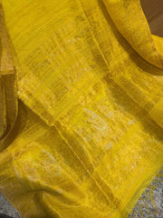 Yellow Pure Matka Baluchari Saree - Saree Pure Matka Baluchari Festive Diwali Yellow Traditional S11278 - Saree - Aakritee - S11278